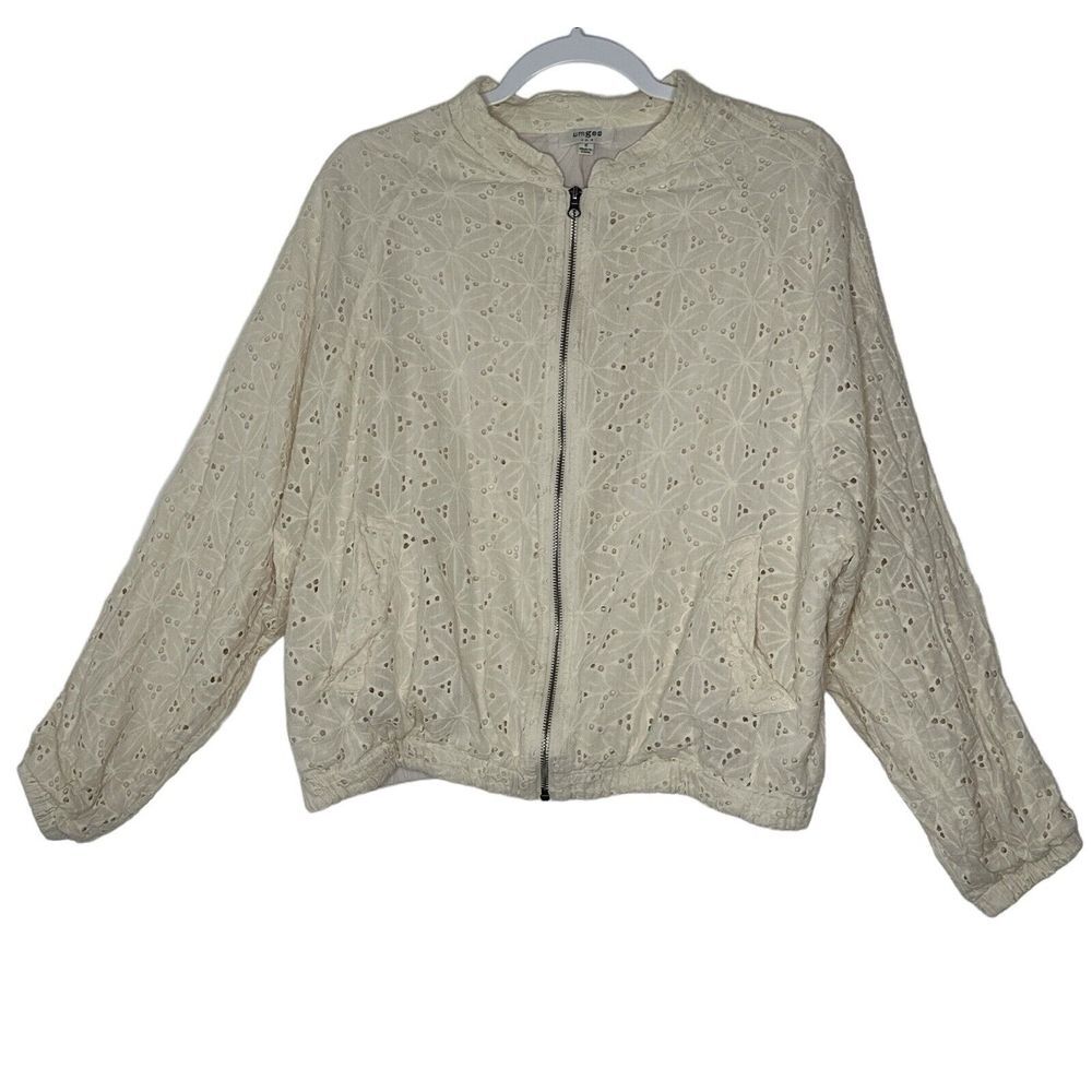 Umgee USA Jacket‎ Womens Small  Bomber Zip Beige